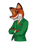 Fox wearing a green suit illustration