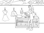 Woman buying clothes illustration