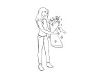 woman buying dress illustration